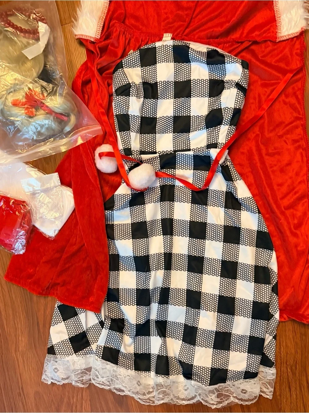 Lucy Lou Red & Black Gingham Kids Costume Dress with Cape